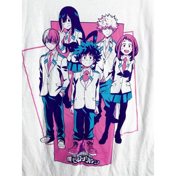 Funimation My Hero Academia White Crewneck Graphic T Shirt Medium Unisex - Picture 2 of 6